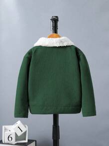 SHEIN 男童纽扣前羊毛休闲夹克，秋冬