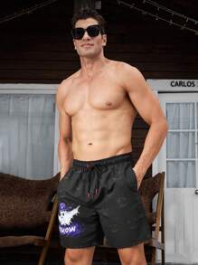 Surfspeed Men's Minimalist Print Drawstring Swim Trunks - Black - View 5