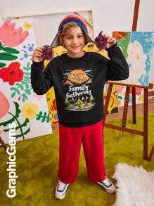 Áo nỉ in chữ và núi thường ngày cho bé trai tuổi mới lớn, Thu/Đông - màu đen - Xem 9