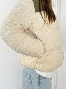 Aloruh Warm Windproof High Collar Long Sleeve Color Block Women Winter Coat