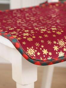1 miếng lót ghế nhung hình bông tuyết Giáng sinh có in lá vàng, trang trí nhà cửa cho phòng ăn/phòng khách - Màu Đỏ Sâu - Xem 4