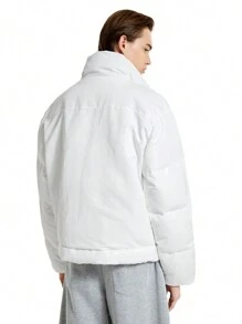 Manfinity VCAY 1pc Men Street Style Stand Collar Padded Coat, Suitable For Winter - White - View 3