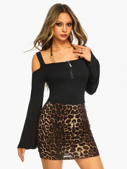 J-Fashion Women's Leopard Print 2-In-1 Short Dress