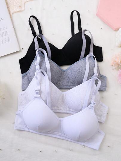 4st set med minimalistiskt modejusterbart band Trådlösa sportbehåar för tonårsflickor, bekväma och lämpliga för träning