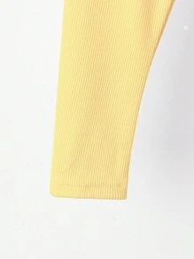 Baby Girls 2pcs Set Casual Minimalist Leggings, Spring Autumn New Ribbed Elastic Versatile Long Pants - Multicolor - View 4