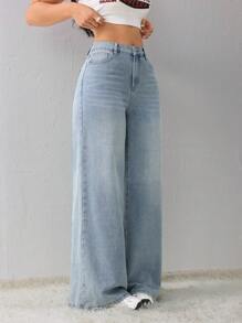 SHEIN Tall Women's Jeans Casual Loose Straight Trousers Blue Tall Women's Pants Winter Women Pants Race Car Driver, Fall Women Clothes - Multicolor - View 6