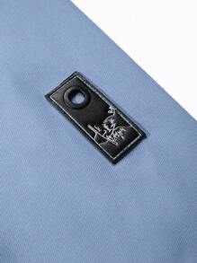 Manfinity Homme Áo khoác trùm đầu vá dài tay cỡ lớn cho nam - Màu xanh lam - Xem 4