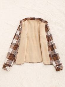 Chiquease 女式格子长袖衬衫夹克，复古风格，温暖打底衫，秋冬季，长袖上衣 - 彩色 - 查看 2