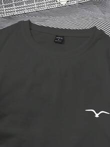 Manfinity Hypemode 男士休闲日常海鸥印花短袖 T 恤，夏季 - 彩色 - 查看 6