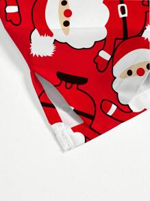 PopScrub 圣诞老人与白胡子卡通主题护理制服手术服上衣，圣诞节女式上衣 - 白色 - 查看 3