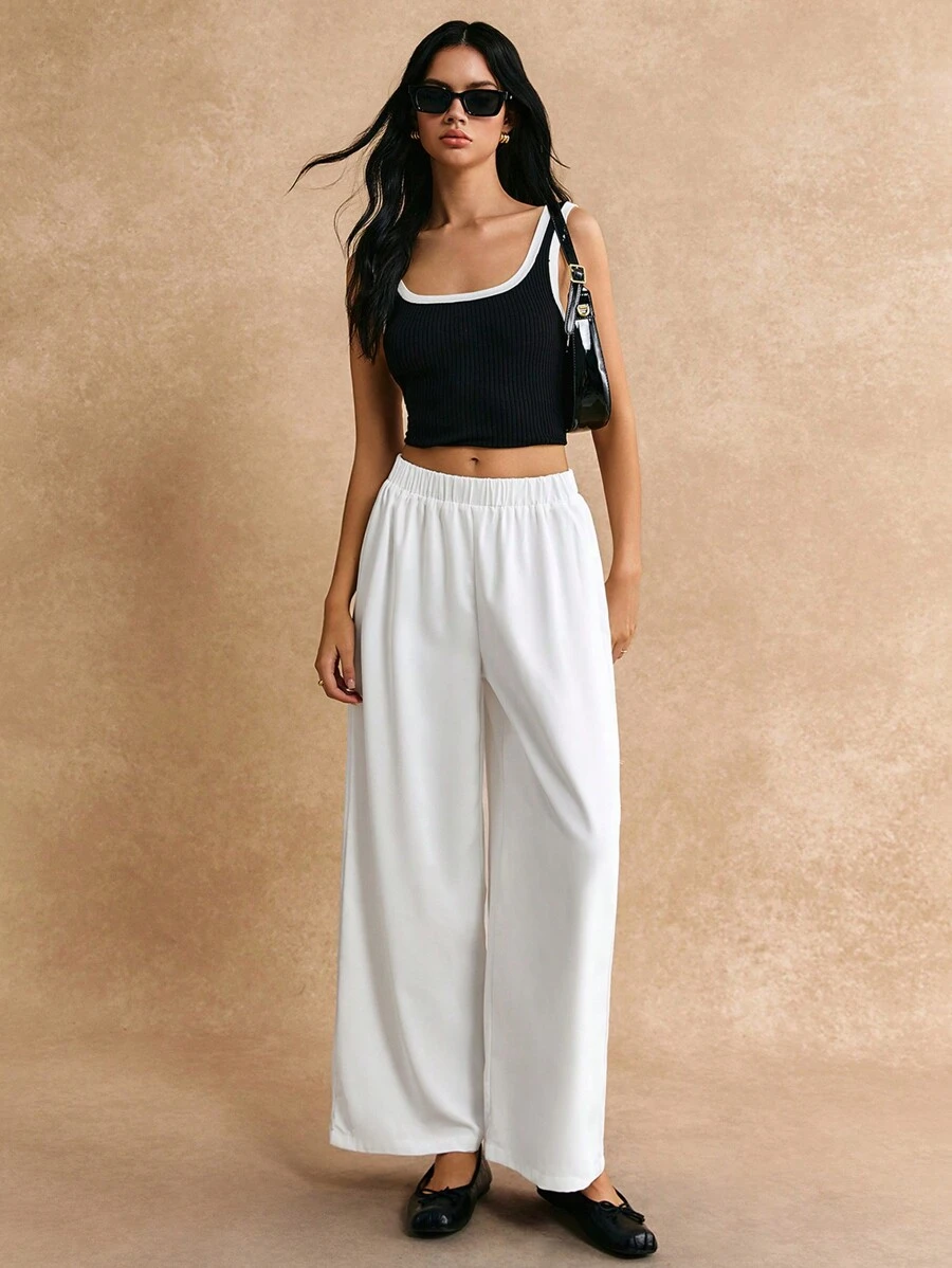 Poéselle Quần nữ màu trơn Giải trí - trắng - Xem 1