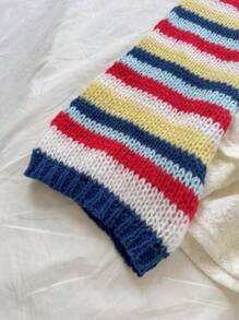 Soleia WYWH Women's Vacation Colorful Rainbow Knitted Long Sleeve Short Cover Up Sweater For Autumn