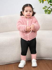 2 件装女婴妈妈和我配套羊毛连帽夹克，母女装，秋冬（单独出售）