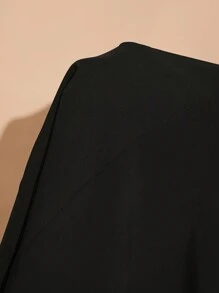 SHEIN BAE 大码女装大码女士约会性感优雅秋冬长袖不对称斜肩黑色百搭时尚办公室仙女风双排扣连衣裙西装外套 - 黑色 - 查看 7