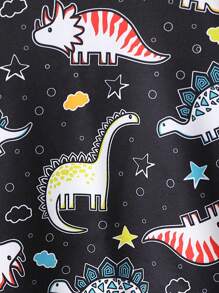 Conjunto de sudadera de cuello redondo con estampado de dinosaurios y pantalón jogger de cintura elástica informal para niño, para primavera/otoño