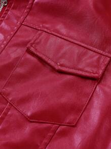 Manfinity LEGND 男士休闲宽松拉链 PU 夹克，带翻盖口袋，秋季