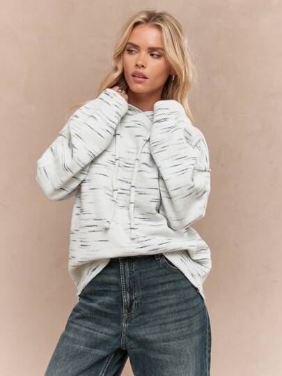 MISSGUIDED 舒适冬季超大连帽套头衫针织段染图案休闲家居服秋季必备柔软毛衣运动健身上衣街头服饰