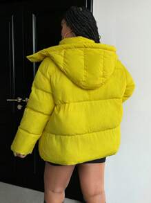 Maweii Vêtements d'hiver grande taille, veste matelassée zippée à capuche pour un usage quotidien et décontracté