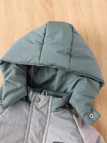 Áo khoác ngoài có mũ trùm đầu có đệm Ombre cho bé trai có in khẩu hiệu, dành cho mùa thu/đông - Nhiều màu - Xem 4