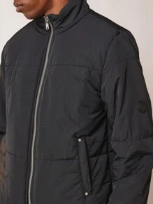 SUMWON Chaqueta acolchada aislada tipo plumón para el invierno, ropa deportiva acolchada, chaqueta casual cálida con cuello alto, cremallera frontal completa, a prueba de viento, para exteriores