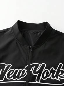 Manfinity Homme Conjunto de chaqueta y pantalones informales con estampado de letras para hombres, otoño
