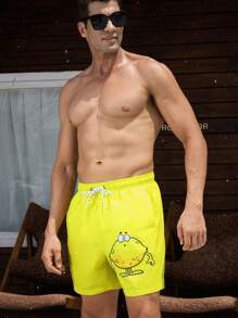 Surfspeed Shorts de playa casuales con bolsillo impreso y amarre frontal para hombres, vacaciones - Multicolor - Ver 4