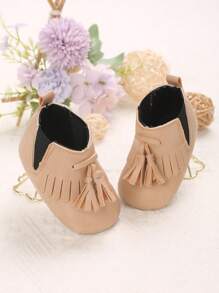 Nuevos zapatos rastrera de suela suave y antideslizante con borlas, de piel de PU, para bebés de 0 a 1 año, para otoño - Albaricoque - Ver 1