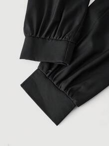 SHEIN MOD White Pleated Front Long Sleeve Fitted Ladies Blouse,Business Casual Women,90s Outfit,Fall Clothing, Clothes,Business Casual Women,Back To School,Women Blouses,Going Out Tops,Long Sleeve Shirt,Work Women Blouses, - Black - View 4