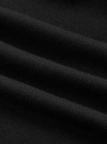 ROMWE Plus Size Women Y2K Fashionable Sexy Plunging Neck Asymmetrical Hem Long Sleeve T-Shirt, Solid Color Versatile Undershirt For Autumn/Winter - Black - View 3