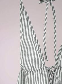 Lunelith SHEIN Lunessa Striped Halter Neck Backless Sexy Sleeveless Camisole Graphic Tees Women Tops