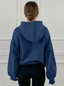 DAZY 1 pièce Sweat-shirt à capuche décontracté épaissi ample de couleur unie