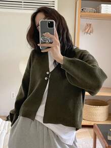 Dazy-Less Women's Casual Solid Color Knitted Cardigan, Autumn/Winter,Fall Women Clothes