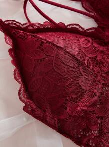 6pcs Sexy & Comfortable Lace Lingerie Set - Burgundy - View 5