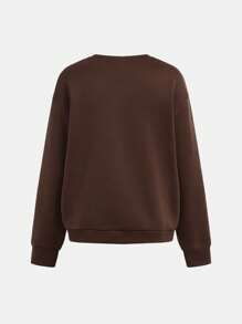 Teen Girls' 2024 Autumn/Winter Transitional Casual Daily Active Sports Collegiate Basic Round Neck Pullover Sweatshirt & Cycling Pants 2pcs Set