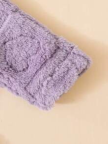 SHEIN 年轻女孩纯色心形图案拉链连帽羊毛夹克 - 紫色 - 查看 3