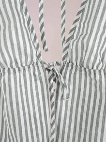 Lunelith SHEIN Lunessa Striped Halter Neck Backless Sexy Sleeveless Camisole Graphic Tees Women Tops