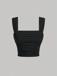 SHEIN MOD 3 Packs Of Simple Pleated Front Vests, Fall Sleeveless Tops, Layering Tops, Going Out Vests,Professional Clothes, Women Clothes - Multicolor - View 5