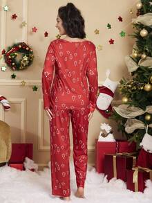 Bộ đồ ngủ in hình cây thông Noel cho nữ - Đỏ - Xem 2