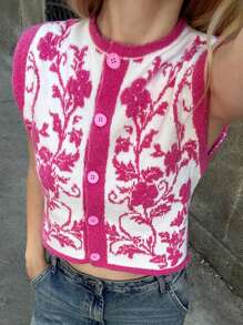 Forever 21 秋冬女式牛仔毛衣背心/仙女装/休闲/纳什维尔/优雅/感恩节/可爱/舒适/基础款/简约/自下而上女式服装 玫瑰红毛衣 - 彩色 - 查看 3