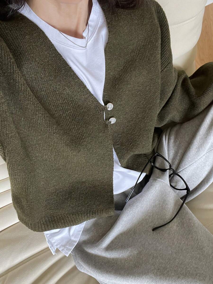 Dazy-Less Women's Casual Solid Color Knitted Cardigan, Autumn/Winter,Fall Women Clothes