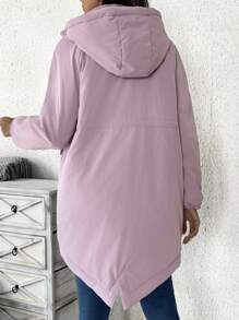 SHEIN 3-In-1 Maternity Fluffy Kangaroo Hooded Jacket Coat, For Winter