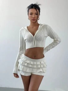 Aloruh 女式白色多层荷叶边可爱迷你毛衣短裤白色短裤白色荷叶边短裤女式毛衣连衣裙娃娃裙女式连衣裙镂空服装兔子女式服装性感女装秋装公主女装万圣节女装圣诞睡衣家庭感恩节服装返校节连衣裙短款冬季女装连衣裙女式服装美人鱼服装圣诞女装秋季女装