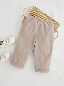 Cozy Pixies 男童装饰纽扣松紧腰休闲裤 - 杏色 - 查看 2