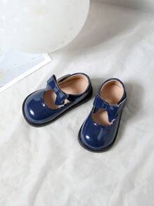 Cute Round Toe Bow Decor Flat Girls Shoes, Suitable For Spring & Autumn - Blue - View 5
