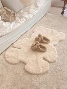 1pc Fluffy Plush Teddy Bear Shaped Soft, Fluffy And Easy-To-Clean Rug, Suitable For Bedroom, Living Room, Sofa, Coffee Table, Closet, Vanity Area, Tatami Room And Other Spaces, Cozy And Adorable Home Decor,Fall Decor,Autumn Decor,Room Decor