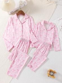 2pcs/Set Young Girl Casual Butterfly Print Long Sleeve Cardigan & Pants Pajama Set, Fashion And Comfortable Girls Pajama Sets Silkgirls Silk Pajama Setskids Silk Pajama Set