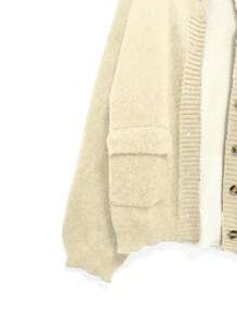SHEIN LUNE Cárdigan de manga larga holgado de punto de color liso con botones, estilo vintage para mujeres, otoño/invierno - Beis - Ver 4