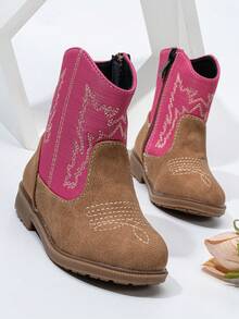 24 双/包西部靴，新款耐用保暖舒适平底牛仔风格靴，适合女孩和幼儿，秋冬季，圣诞节 - 彩色 - 查看 5