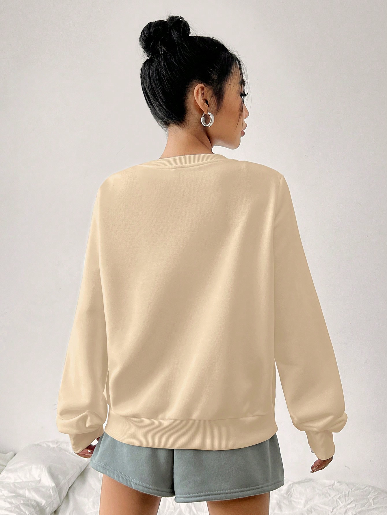 SHEIN EZwear بلوزة نسائية فضفاضة ذات رقبة مستديرة...