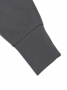 Manfinity Homme Quần nỉ nam cạp chun có túi bên hông rộng rãi có dây rút - Màu xám đen - Xem 6